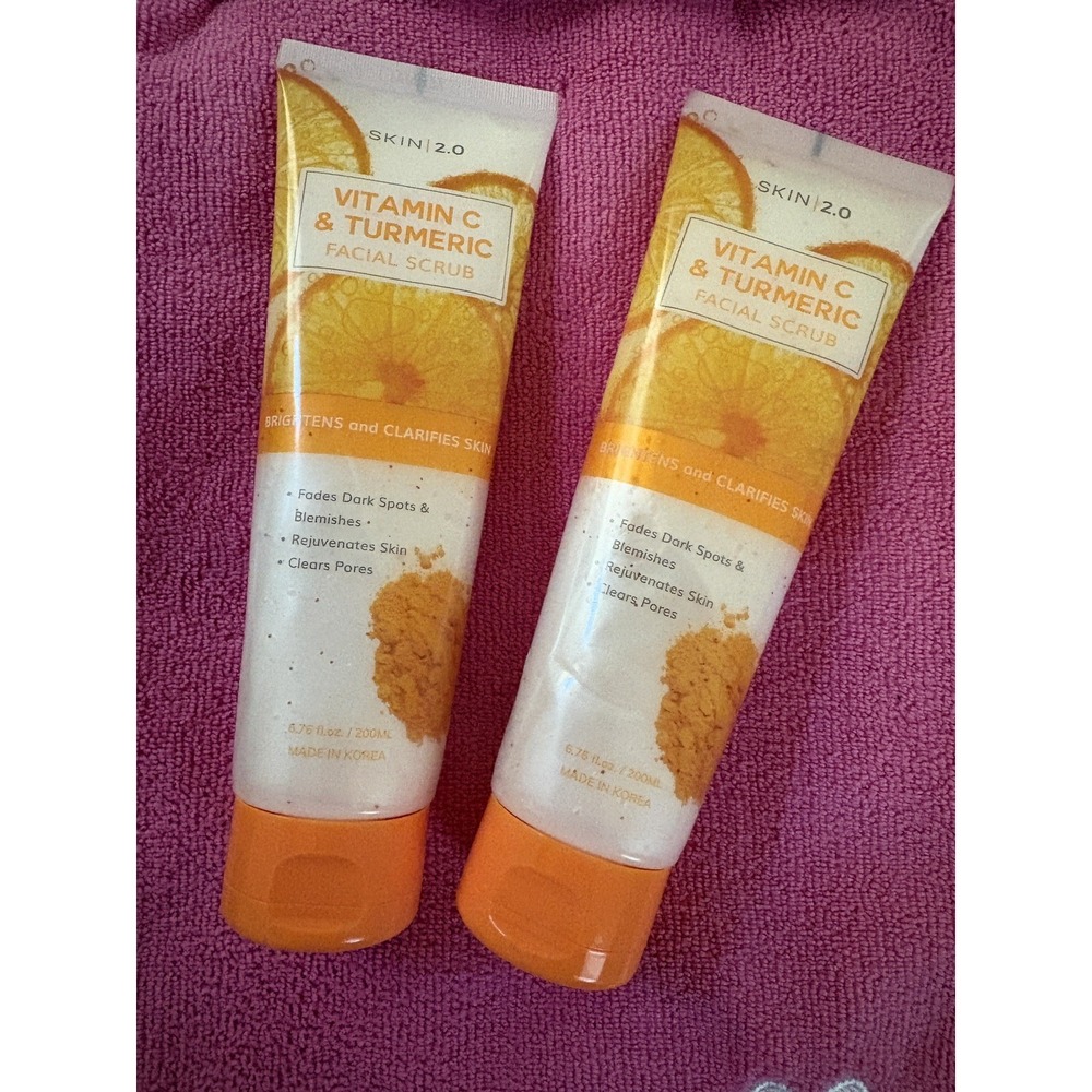 2 (NEW) face scrub vitamin c and turmeric skin 2.0 fades dark spot and blemishes